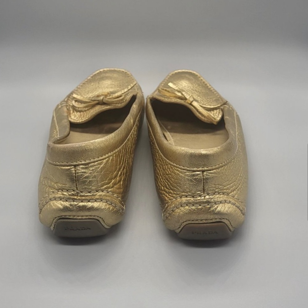 Prada Gold leather Logo driving loafers authentic - Picture 8 of 10